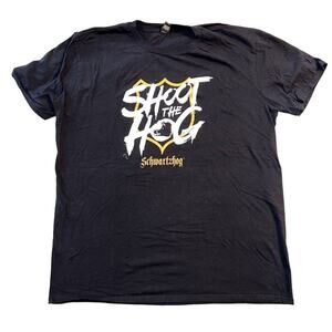 Anvil Mens Graphic T Shirt Shoot the Hog Schwartzhog Navy Blue XL